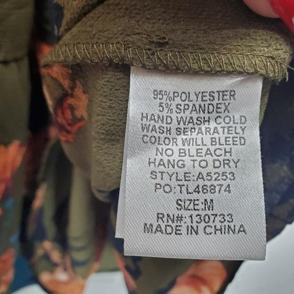 Umgee Dress Womens M Green Floral Mini Balloon Sleeves Boho Prairie Square Neck - Picture 5 of 8